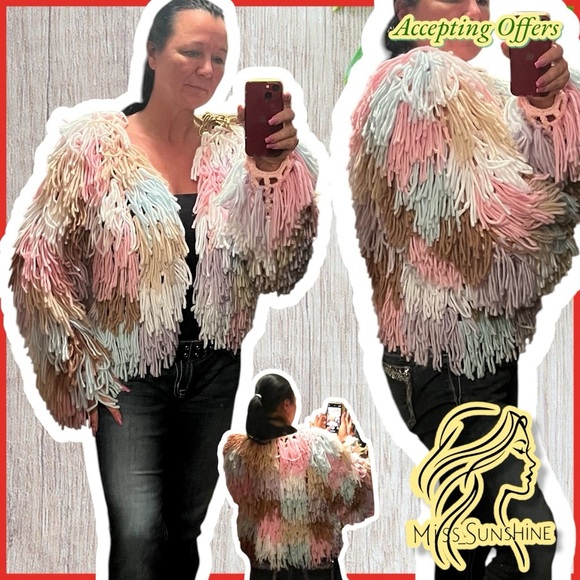 Hot & Delicious NEW - Sz M - Unique Multicolor Fringe Jacket - Harley Quinn feel - Picture 1 of 7